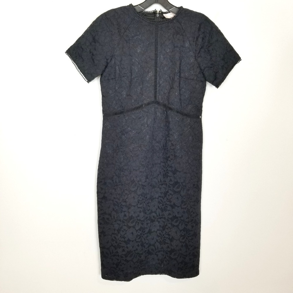 Rachel Parcell‎ Women Lace Sheath Dress Sz S Navy Short Sleeve Party Event